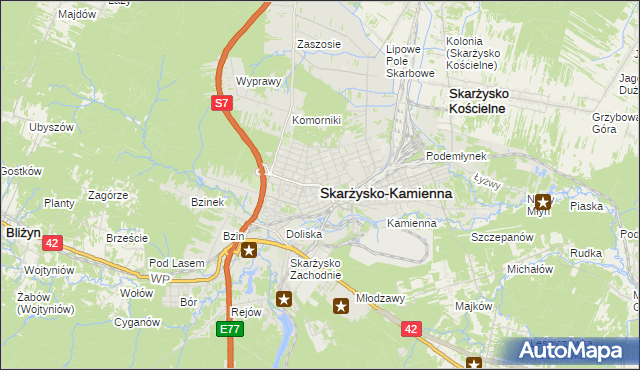 mapa Skarżysko-Kamienna, Skarżysko-Kamienna na mapie Targeo
