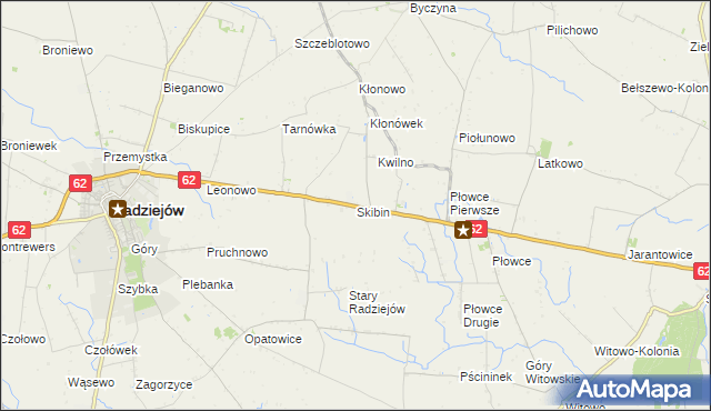 mapa Skibin gmina Radziejów, Skibin gmina Radziejów na mapie Targeo