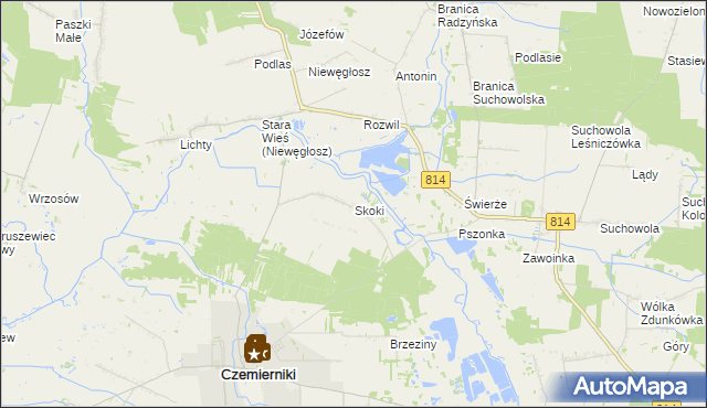 mapa Skoki gmina Czemierniki, Skoki gmina Czemierniki na mapie Targeo