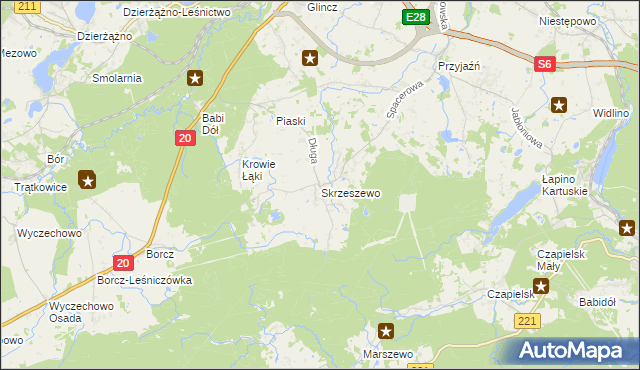 mapa Skrzeszewo gmina Żukowo, Skrzeszewo gmina Żukowo na mapie Targeo