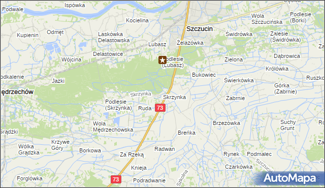 mapa Skrzynka gmina Szczucin, Skrzynka gmina Szczucin na mapie Targeo