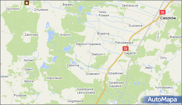 mapa Słabocin, Słabocin na mapie Targeo