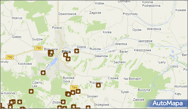 mapa Sławniów, Sławniów na mapie Targeo