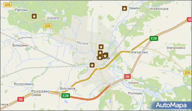 mapa Sławno, Sławno na mapie Targeo