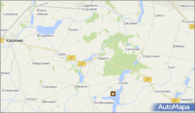 mapa Sławno gmina Kiszkowo, Sławno gmina Kiszkowo na mapie Targeo