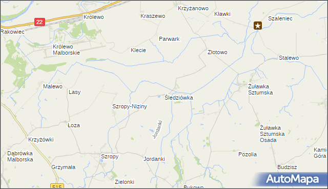 mapa Śledziówka gmina Stary Targ, Śledziówka gmina Stary Targ na mapie Targeo