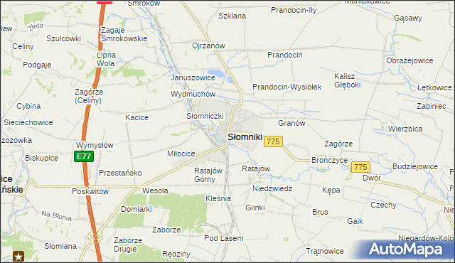 mapa Słomniki, Słomniki na mapie Targeo