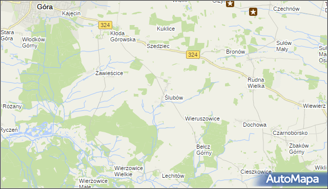 mapa Ślubów gmina Góra, Ślubów gmina Góra na mapie Targeo