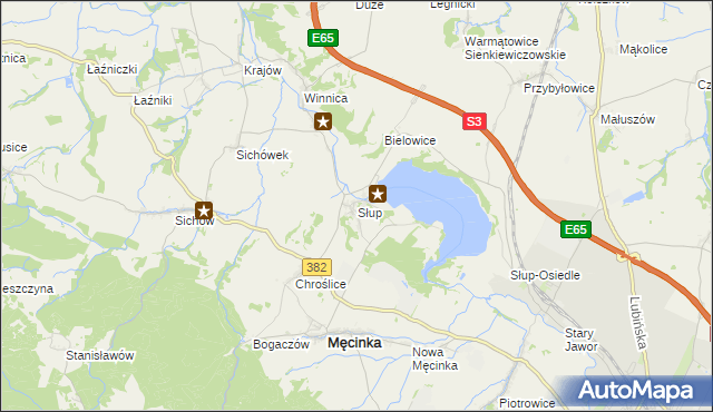 mapa Słup gmina Męcinka, Słup gmina Męcinka na mapie Targeo