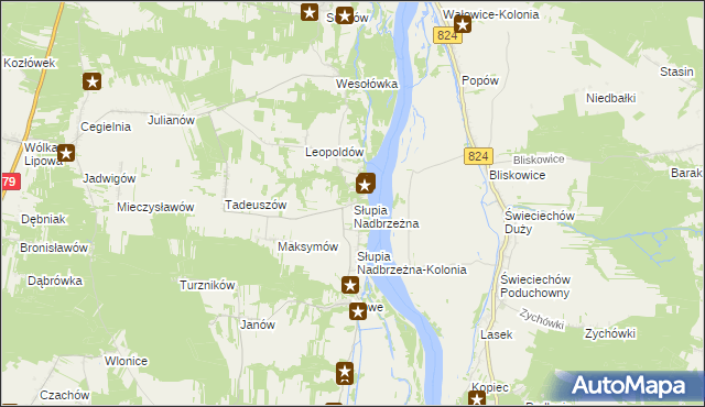 mapa Słupia Nadbrzeżna, Słupia Nadbrzeżna na mapie Targeo