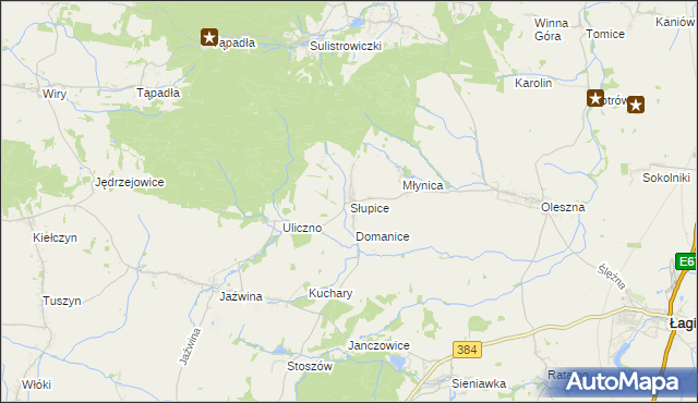 mapa Słupice gmina Łagiewniki, Słupice gmina Łagiewniki na mapie Targeo