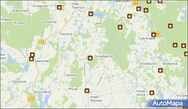 mapa Smołdzęcino, Smołdzęcino na mapie Targeo