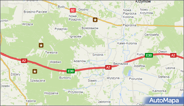 mapa Smólnik gmina Krzymów, Smólnik gmina Krzymów na mapie Targeo