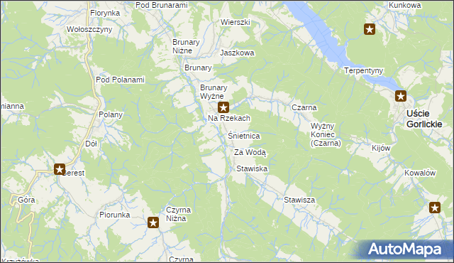 mapa Śnietnica, Śnietnica na mapie Targeo