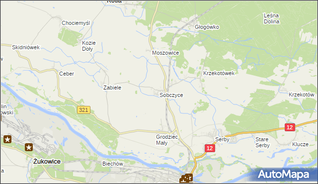 mapa Sobczyce, Sobczyce na mapie Targeo