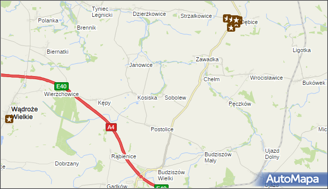 mapa Sobolew gmina Wądroże Wielkie, Sobolew gmina Wądroże Wielkie na mapie Targeo
