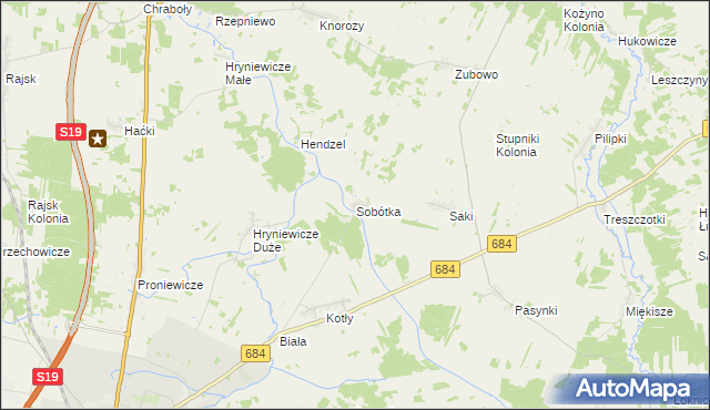 mapa Sobótka gmina Bielsk Podlaski, Sobótka gmina Bielsk Podlaski na mapie Targeo