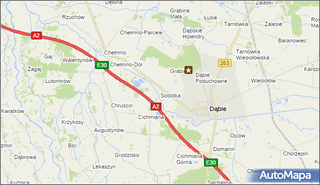 mapa Sobótka gmina Dąbie, Sobótka gmina Dąbie na mapie Targeo