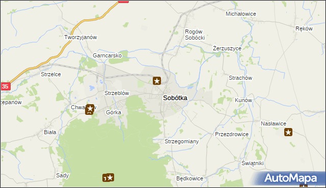 mapa Sobótka powiat wrocławski, Sobótka powiat wrocławski na mapie Targeo