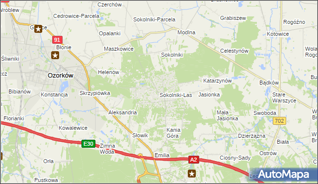 mapa Sokolniki-Las, Sokolniki-Las na mapie Targeo