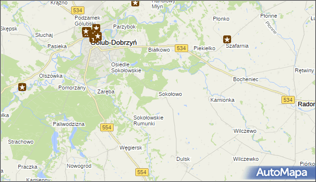 mapa Sokołowo gmina Golub-Dobrzyń, Sokołowo gmina Golub-Dobrzyń na mapie Targeo