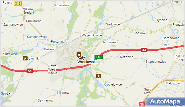 mapa Sośnica gmina Kąty Wrocławskie, Sośnica gmina Kąty Wrocławskie na mapie Targeo