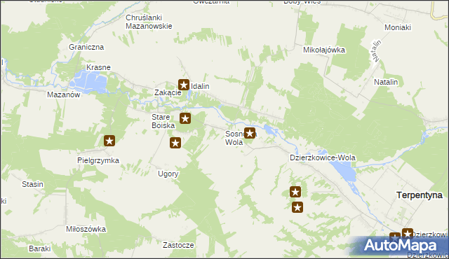 mapa Sosnowa Wola gmina Dzierzkowice, Sosnowa Wola gmina Dzierzkowice na mapie Targeo