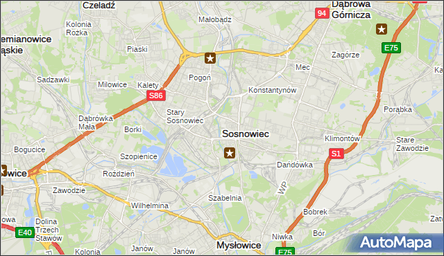 mapa Sosnowca, Sosnowiec na mapie Targeo