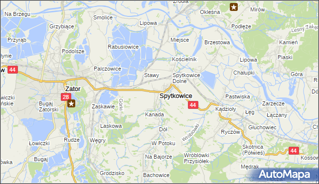 mapa Spytkowice powiat wadowicki, Spytkowice powiat wadowicki na mapie Targeo