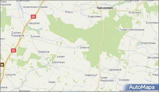 mapa Srebrna gmina Naruszewo, Srebrna gmina Naruszewo na mapie Targeo