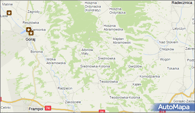 mapa Średniówka, Średniówka na mapie Targeo