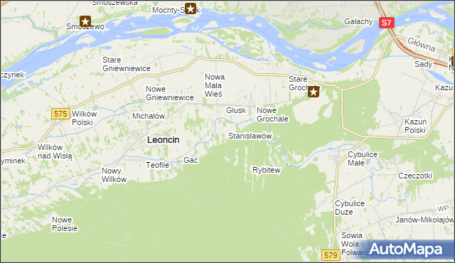 mapa Stanisławów gmina Leoncin, Stanisławów gmina Leoncin na mapie Targeo