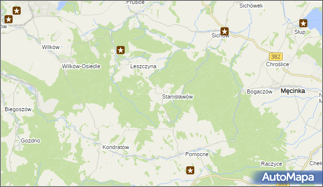 mapa Stanisławów gmina Męcinka, Stanisławów gmina Męcinka na mapie Targeo