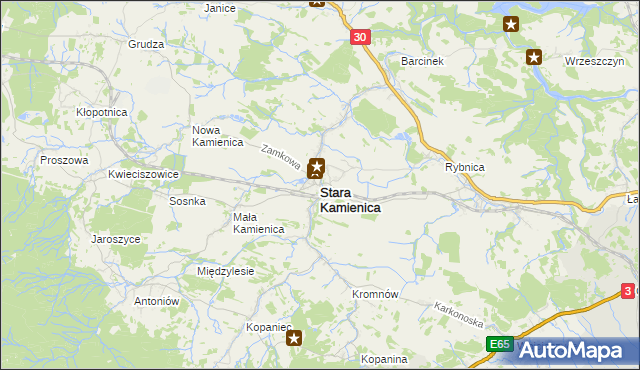 mapa Stara Kamienica, Stara Kamienica na mapie Targeo