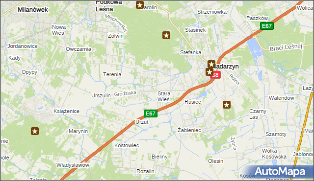 mapa Stara Wieś gmina Nadarzyn, Stara Wieś gmina Nadarzyn na mapie Targeo