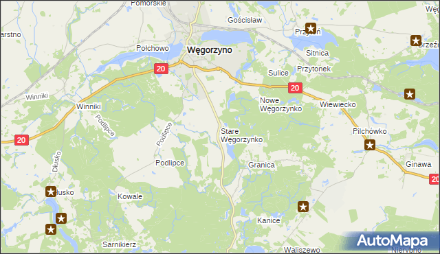 mapa Stare Węgorzynko, Stare Węgorzynko na mapie Targeo