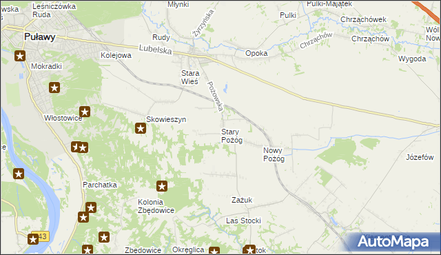 mapa Stary Pożóg, Stary Pożóg na mapie Targeo