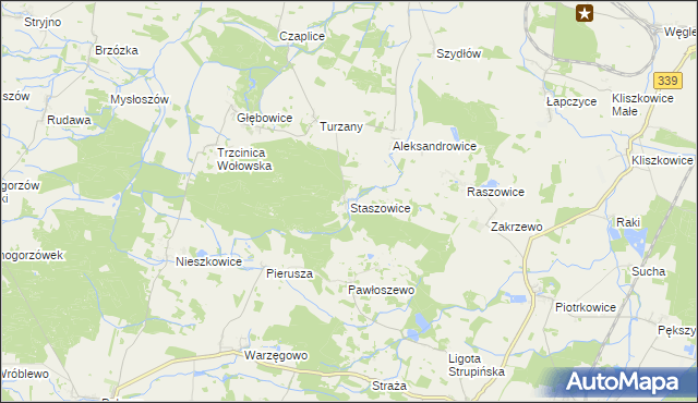 mapa Staszowice, Staszowice na mapie Targeo