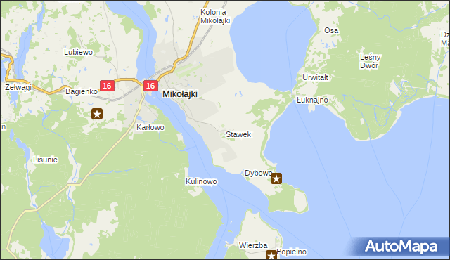 mapa Stawek gmina Mikołajki, Stawek gmina Mikołajki na mapie Targeo