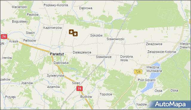 mapa Stawowice, Stawowice na mapie Targeo