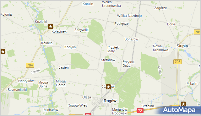 mapa Stefanów gmina Rogów, Stefanów gmina Rogów na mapie Targeo