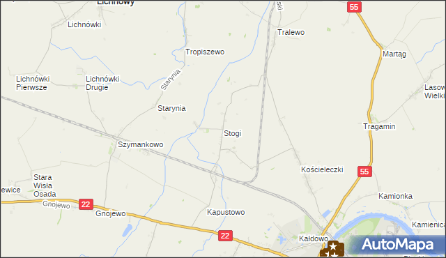 mapa Stogi gmina Malbork, Stogi gmina Malbork na mapie Targeo