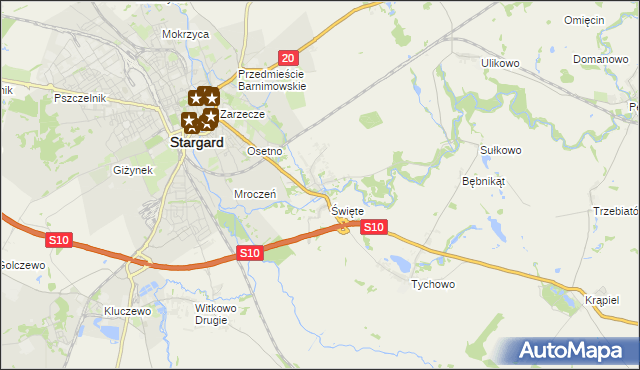mapa Strachocin gmina Stargard, Strachocin gmina Stargard na mapie Targeo