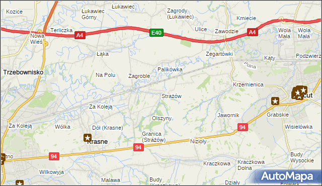 mapa Strażów, Strażów na mapie Targeo