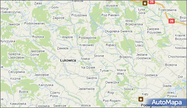 mapa Stronie gmina Łukowica, Stronie gmina Łukowica na mapie Targeo