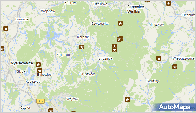 mapa Strużnica, Strużnica na mapie Targeo