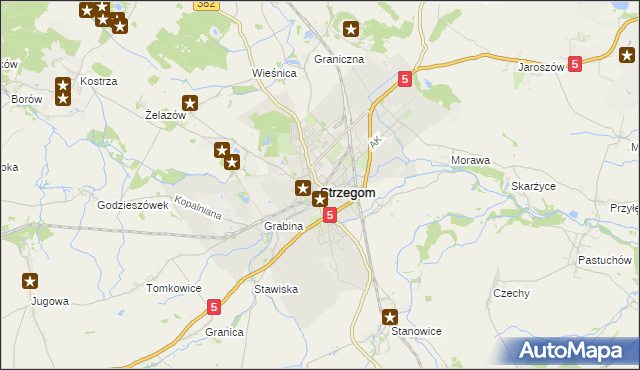 mapa Strzegom powiat świdnicki, Strzegom powiat świdnicki na mapie Targeo