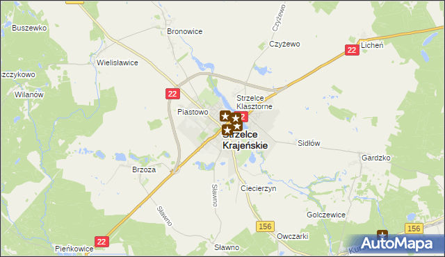 mapa Strzelce Krajeńskie, Strzelce Krajeńskie na mapie Targeo