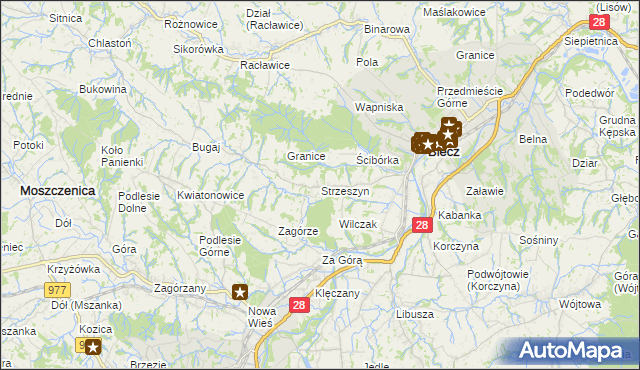 mapa Strzeszyn gmina Biecz, Strzeszyn gmina Biecz na mapie Targeo