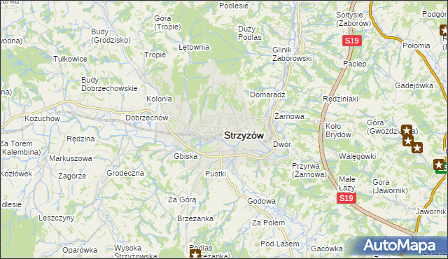 mapa Strzyżów, Strzyżów na mapie Targeo